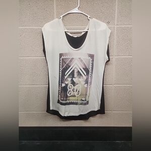 Express Vintage Tank Top 80 See Through Back White Black Medium